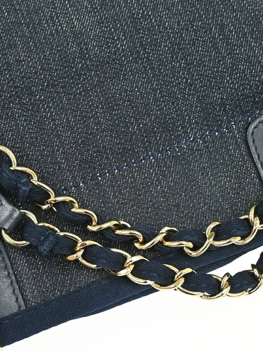 Chanel Navy Denim Deauville 2way Shoulder Tote Handbag NQ11490